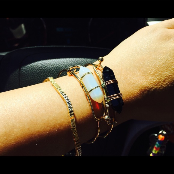 Goldstone Healing Crystal Bangle Bracelet - Picture 6 of 6